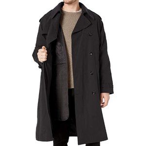 London Fog Men's Iconic Belted Trench Coat, Black, Size 42L, NWT